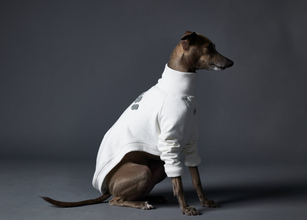 Italian Greyhound / Whippet Cream Fleece Sweater with YOURS Embroidery on the Back L.A