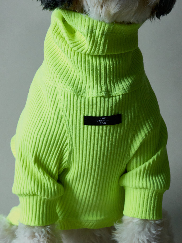 Neon Green Ribbed Turtleneck Sweater NEON